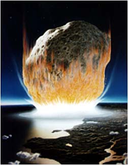 A meteorite striking the Earth