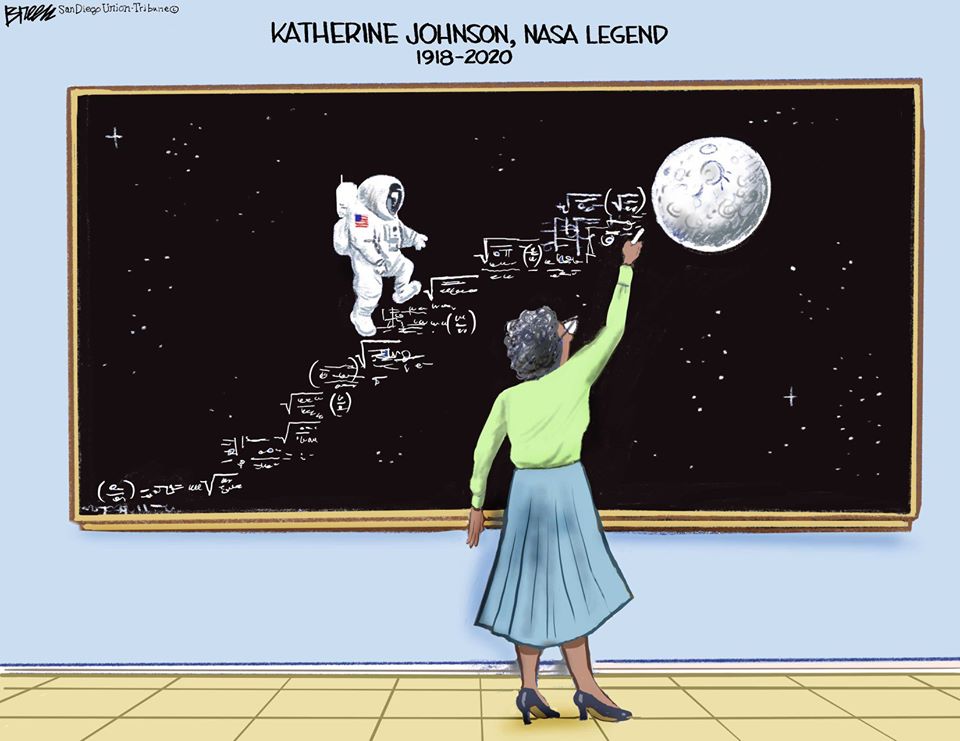Cartoon tribute to Katherine Johnson