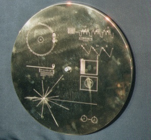 The Voyager golden record cover, engraved with pictorial instructions